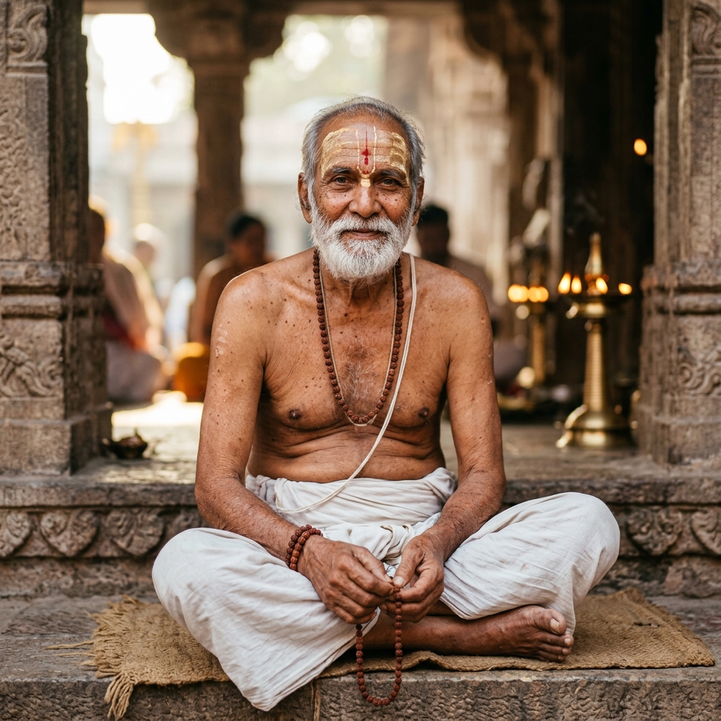 Authentic hereditary Gayawal Pandit guiding ritual ceremony